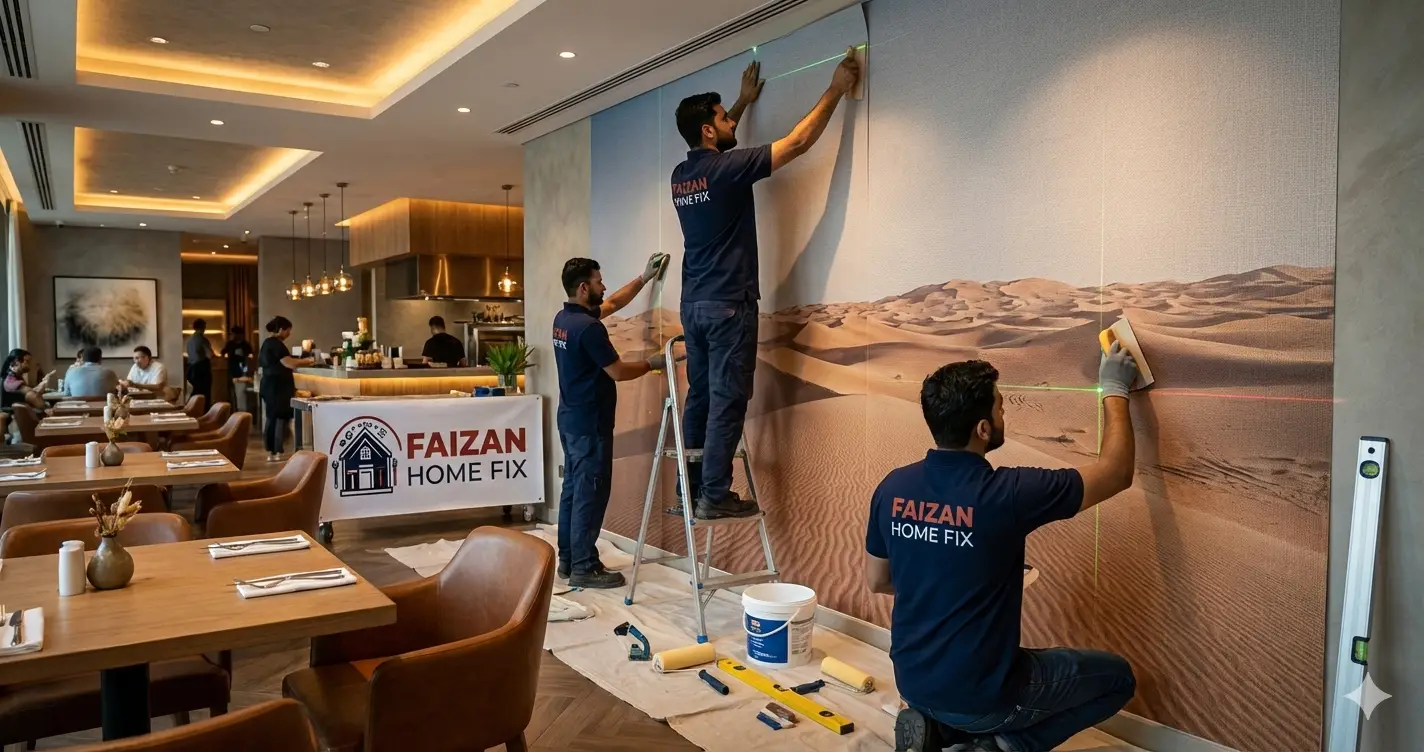 commercial wallpaper installation Dubai